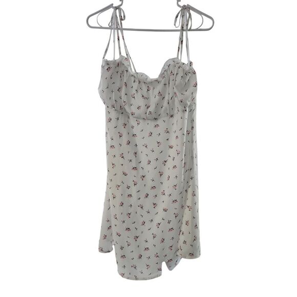 Lulus Be a Wildflower White Floral Print Tie-Strap Mini Dress Size Large - Picture 4 of 9